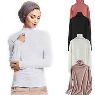 Muslimah Turtleneck Inner Baju Blouse Muslim Winter High Neck Bottoming Shirt Tops