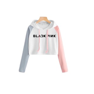 Hnkfashion BLACKPINK Crop Hoodie Sweater Combination - Pink
