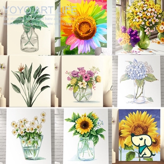 SunnyღSimple flower arrangement literature and art small fresh DIY digital oil painting green plant coloring hand painted art decorative painting