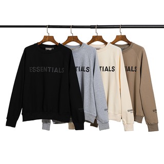 High-Quality Cotton 3D Laminated LOGO ESSENTIALS Sweaters Autumn Winter Fear Of God Sweatshirts Apricot Camel Outwear
