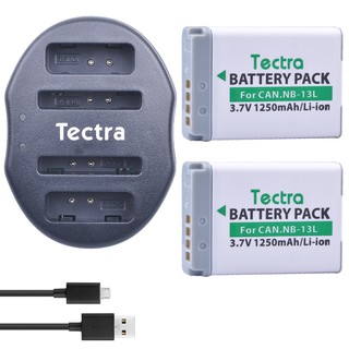 Tectra 2PCS NB-13L NB13L Camera Battery + USB Dual Charger for Canon PowerShot G5 X G7 X Mark II SX720