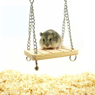 Mouse Rat Parrot Bird Hamster Bell with Chain Small Bell Suspension Wooden Ladder Hanging Cage Toys