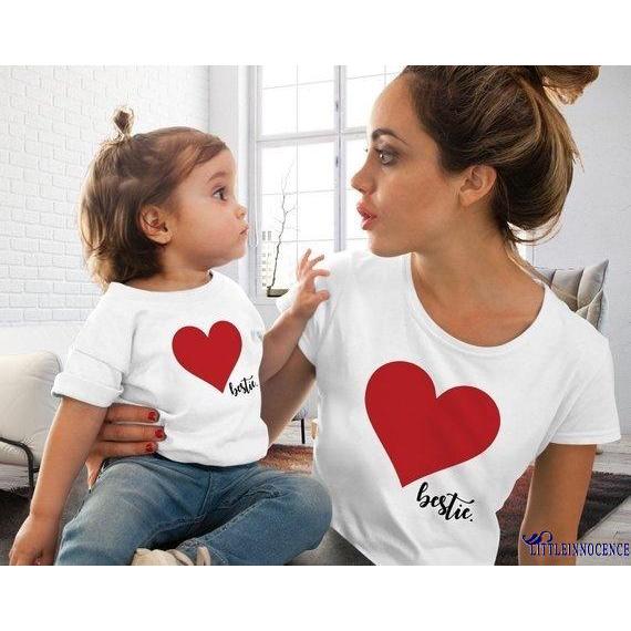 Mother Girls Matching Heart ❤XZQFamily Daughter Kids And Clothes Printed