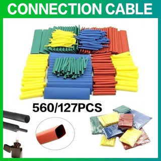 127/560Pcs Heat Shrink Tubing Insulation Shrinkable Tube Assortment Electronic Polyolefin Wire Cable Sleeve Kit
