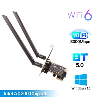 Wifi Bluetooth 5.0 Dual Band 3000Mbps Wifi 6 Pcie 2 * 8Dbi Wireless Adapter for Intel Ax200 Network Card Wi-Fi 2.4G / 5Ghz 802.11Ac / Ax