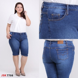 3/4 Plain Skinny Jumbo JEANS Shorts For Women JSK JEANS