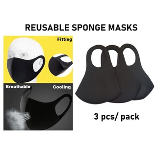 Reusable THICK Protective Sponge Material Face Masks (3 pcs Bundle)