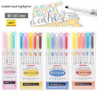 Mildliner Pastel Marker Pen Double Head Highlighter Japanese Pastel Handbook Five-Color Set