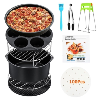 [New] Air Fryer Accessories 7"/8" Air Fryer 11X Accessories Shelf Cake Pizza Oven Grill Frying Pan (1)