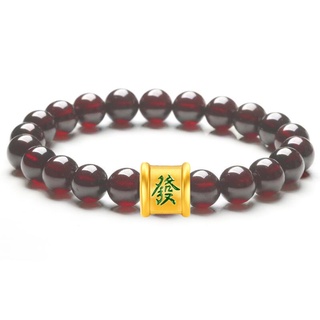 TAKA Jewellery 999 Pure Gold Mahjong Barrel Charm with Beads Bracelet