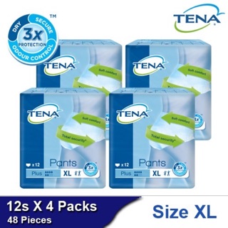 [Shop Malaysia] Tena XL 48pcs Pants Plus Diaper Strong Absorbent Ready Stock 4Packs of 12s