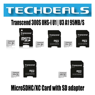 Transcend 300S UHS-I U1 | U3 A1 95MB/S MicroSDHC/XC Card with SD adapter