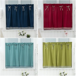 Grid Household Short Curtain Separate Curtains Bay Window Kitchen Short Curtain