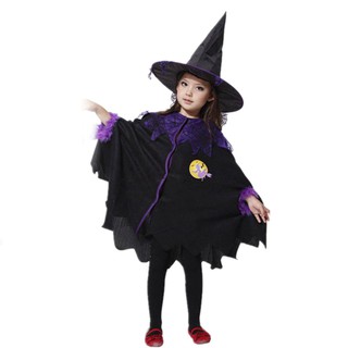 Halloween Party Children Kids Cosplay Witch Costume Costume Party Witch Long Cloak With Hat