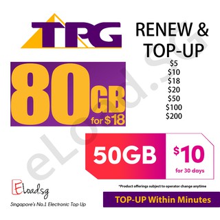 TPG Mobile Renewal, Top-up, Recharge Prepaid/Postpaid plans eTop-Up up to 100GB - 24 Hours Instant Delivery!