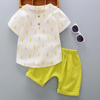 Casual Summer Baby Boy Leaves Print T-shirt + Shorts