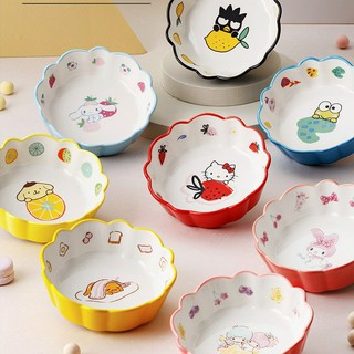 Sanrio Bowl Hello Kitty Pompompurin Bad-matru Gudetama Keroppi Bowl Dishes Plate Ceramic Bowl Plate