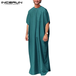 S-5XL Spot Jubah Lelaki Jubah Hubaib Lengan Panjang baju kurung Sports Muslimah robe QxC7 (1)