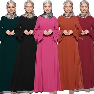 Formal Muslim Ruffle flare sleeve Muslim long sleeve dress