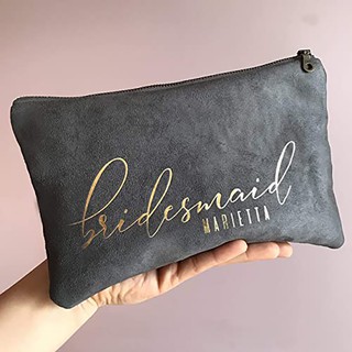 Velvet SUEDE Pouch - Leather Handle - Thicker Material (Can In CUSTOM Name)