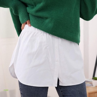 HAN Women Girls Shirt Blouse Extender Adjustable Layering Faux Top Lower Sweep Mini Skirt False Hemline Half Length Splitting Underskirt for Sweater Sweatshirt (1)