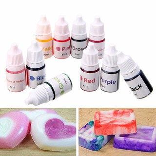 ✿tocawe✿New 10 Colors 6ML Dyes Soap Making Coloring Set Colorants Kit for DIY Bath Bomb