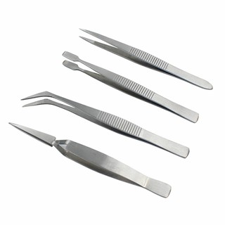 4Pcs/Set Precision Tweezers Stainless Steel Thick Electronics Forceps