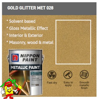MET 028 GOLD GLITTER • 1L • Metallic Paint • Nippon • Metallic Finish • Interior & Exterior • Masonry, Wood & Metal