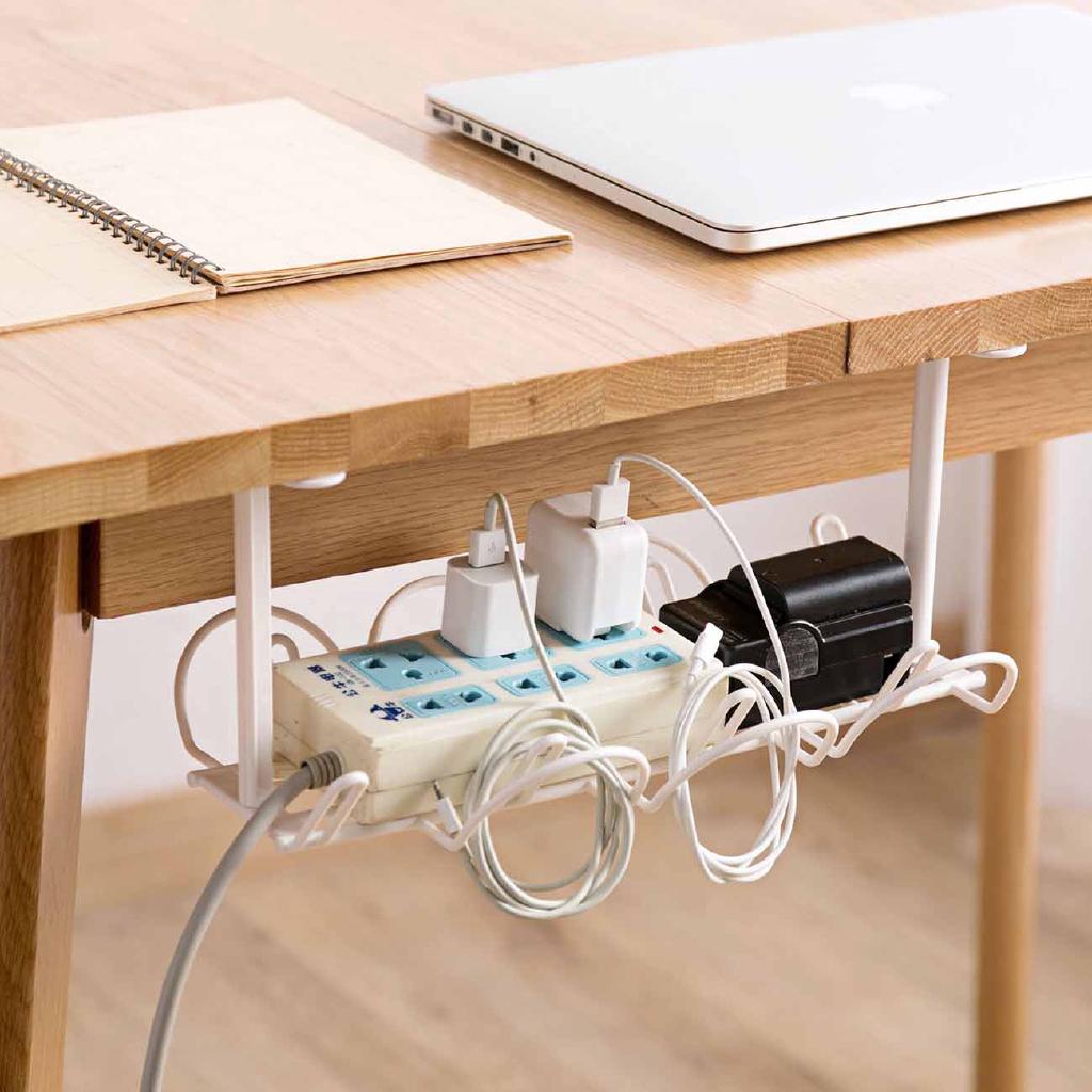 Socket Holder Power Cables Storage Rack Under The Table Charging Wire Tidy Organizer