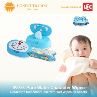 LEC 99.9% Pure Water SS275 Doraemon Wet Wipes Dispenser Case with Wet Wipes 80 Sheets