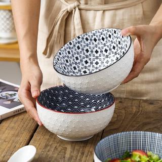 6 inches Northern Europe Wind Bowl Inch Glaze Down Painted Pottery Porcelain Tableware Household Ramen Restaurant Soup Ceramic Bowls