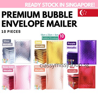 Premium Quality Aluminum Bubble Poly Mailer Metallic Packaging Shipping Padded Envelope 10pc (Gold / Rose Gold / Silver)