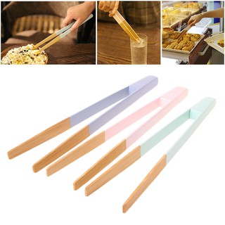 ❤❤ Colorful Bamboo Wood BBQ Food Tong Cake Toast clip Kitchen Utensil