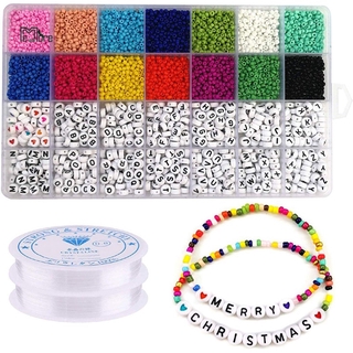 5000Pcs Beads Kit, 3mm Glass Beads, Alphabet Letter and Heart Shape Beads for Name Bracelets Jewellery Making and Crafts