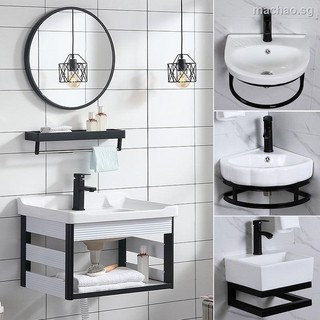 Ceramic wash basin wall-mounted bathroom cabinet combination balcony vanity washbasin small apartment