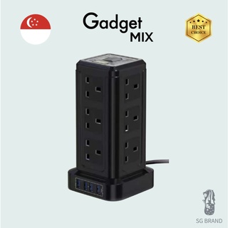 Gadget MIX Multi Plug Vertical Tower Power Socket/4 USB/5V 3.1A Charging Ports/Intelligent Power Supply Tower Plug Board