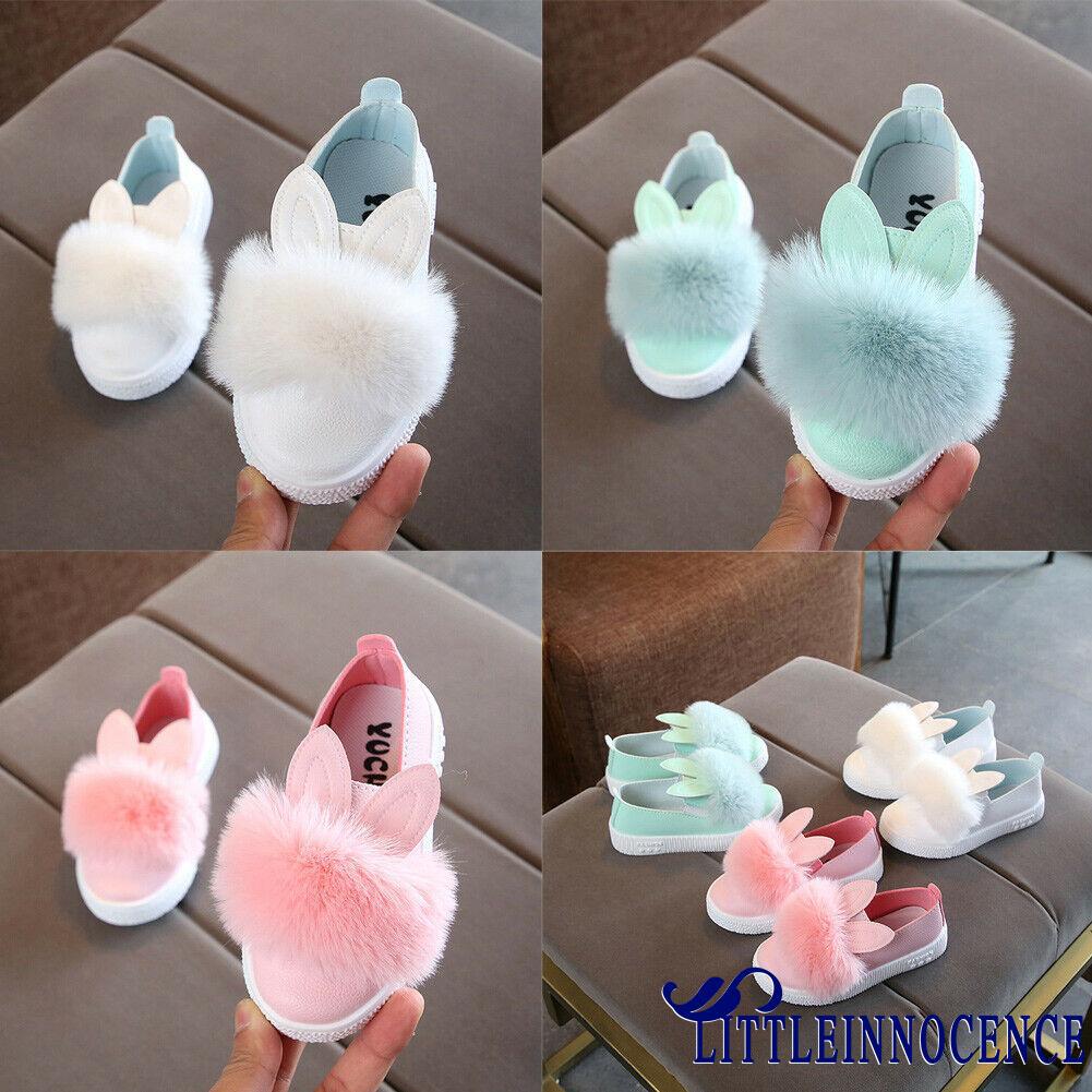 ❤XZQ-Princess Infant Kid Baby Girls Cute Rabbit Anti-slip Soft Sole Shoes Fluffy