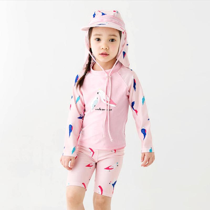 sale Summer Baby Girls Twopieces Swimsuits Long Sleeve Child Kids Swimwear Beachwear