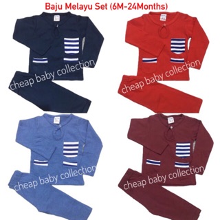 [Shop Malaysia] 6M-24Months Baju Melayu Set Baby Kanak Kanak 100% Cotton Budak Lelaki Raya Romper