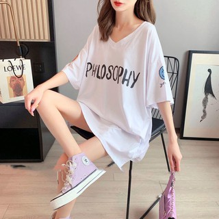 ↂ⊙hot【40-125kg/Plus Size/3Colors】Oversized Korean Style Women Plus Size T-shirt Sexy V Neck Backless Short Sleeves Big L