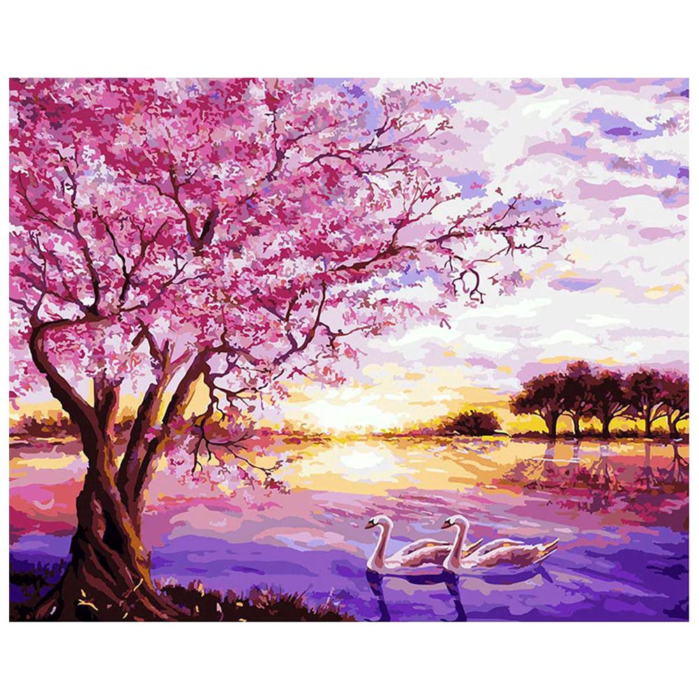 Wall Art Frameless DIY Painting By Numbers Kit Landscape Diy Painting By Numbers Flowers Oil Paint By Numbers For Home Decors Gift