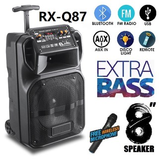 RX-Q87 8 inch[Free Wireless Mic] Bluetooth Portable Speaker with Karaoke System With Led Light