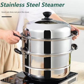 Kitchen Stainless Steel Thick Steamer Pot Soup Universal Cooking Pots For Induction Cooker Gas Stove Steam Pot Two/Three Layer