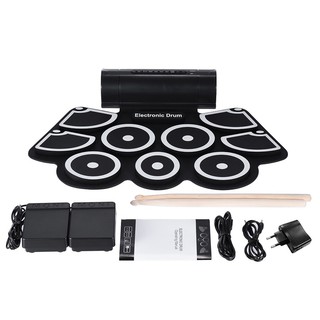 yohi2018 Portable Electronic Roll Up Drum Pad Set 9 Silicon Pads Speakers