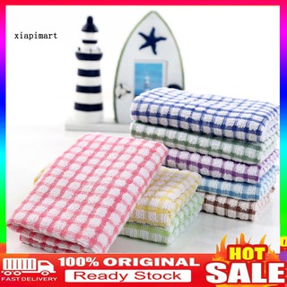 XIA_Soft Plaid Absorbent Kitchen Table Dishcloth Cotton Cleaning Cotton Tea Towel (1)