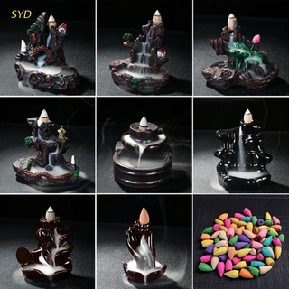 SYD Creative Reflux Aroma Ceramic Incense Burner Waterfall Backflow Censer Cones Buddhist Home Decoration