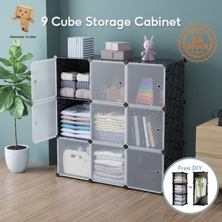 [✅SG Stock] DIY Magic 9 Cube Storage Cabinet Multipurpose Storage Cube Closet Organizer Shelf Cabinet Bookcase with door