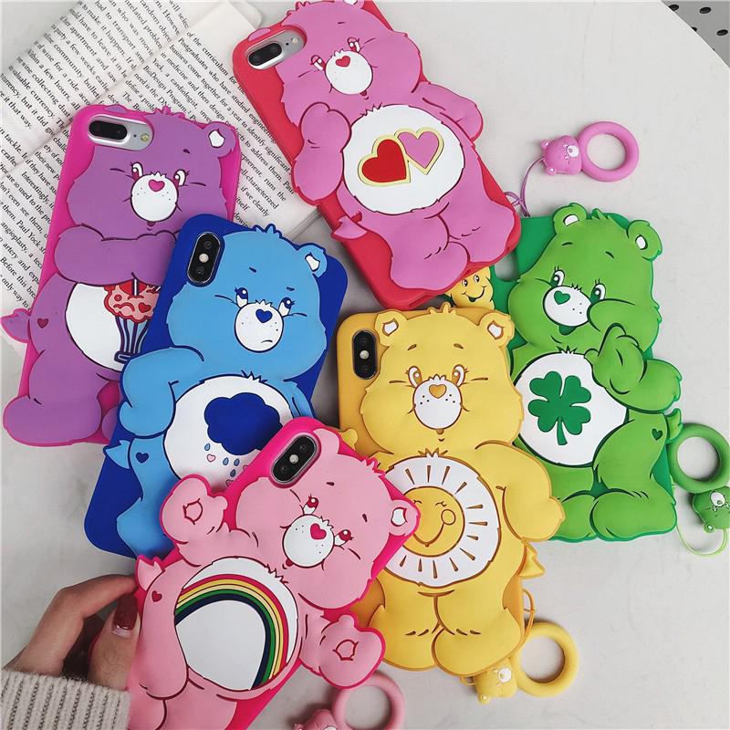 3D Cartoon Cute Colorful Bear Silicone Case Iphone 11 Pro Max X XS MAX XR 6 6s 7 8 Plus