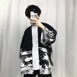 Ready Stock! Men’s Kimono Japan Style Clothes Streetwear Casual Cardigan Outwear