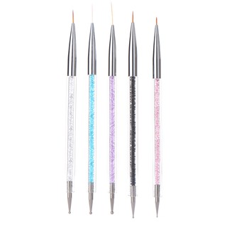 New 5 Pcs 2 way Acrylic UV Gel Nail Art Nail Art Brush Nail Dotting Pen